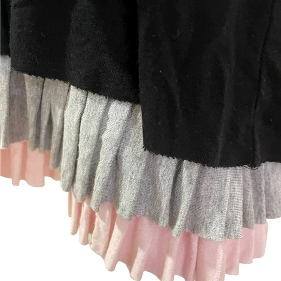 Black T-Shirt Tank Dress with Gray and Pink Ruffle Size S - Picture 2 of 6